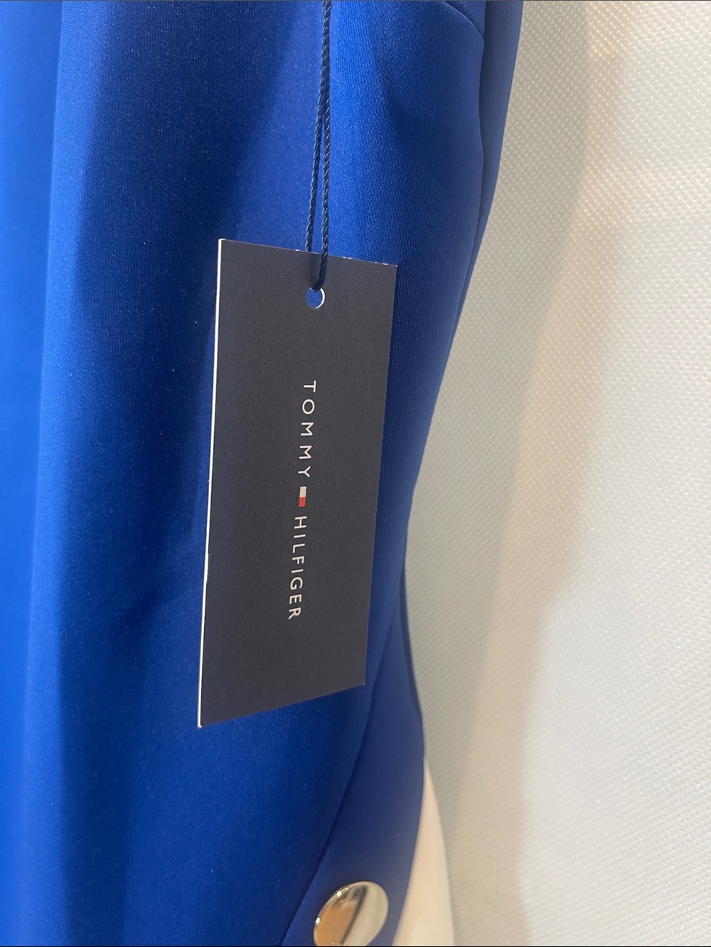 Tommy Hilfiger Blue and White Sleeveless Sheath Dress with Side Button Detail - Picture 10 of 10